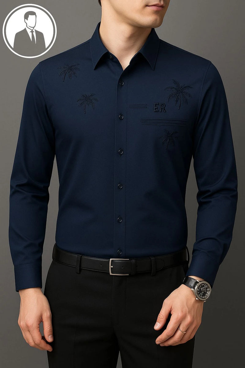 [PAGUE 3 LEVE 5] Camisa Manga Longa Casual Iceshirt em Seda Gelo e Poliéster + BRINDES: Cinto, Carteira e Relógio
